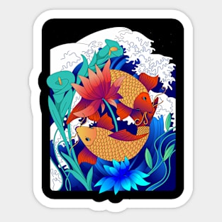 flowering koi fish Sticker